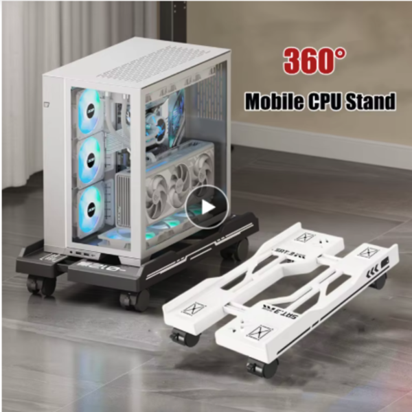 Soporte de CPU con ruedas giratorias 360 grados Soporte móvil ajustable con ruedas para torre de ordenador