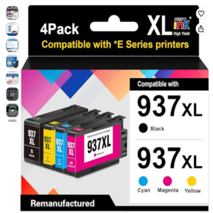 Pack de 4 cartuchos de tinta remanufacturados Starink 937XL compatibles con impresoras HP
