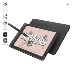 tableta grafica con pantalla huion kamvas 13 gen3 de color negro con su lapiz digitalizador pentech 4.0