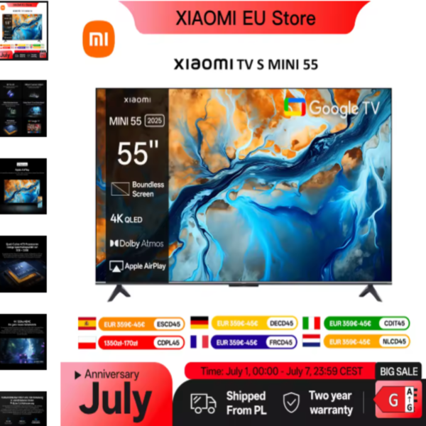 Televisor Xiaomi TV S Mini 55 con panel QD-Mini LED y Google TV
