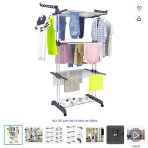 Tendedero plegable vertical HOMIDEC HOMIDEC tendedero plegable vertical de 4 niveles con ropa colgada