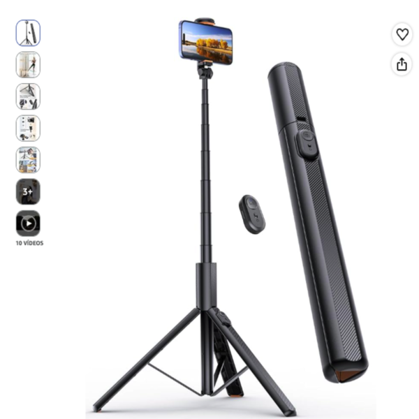 ANXRE 180cm Trípode Palo Selfie color negro con control remoto