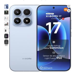 Xiaomi 17 Smartphone Premium con HyperAI Azul Smartphone premium con HyperAI Xiaomi 17 en color azul con módulo de lentes Leica