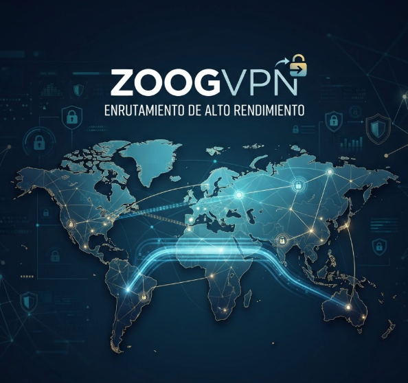 Mapa digital que ilustra el enrutamiento seguro de ZoogVPN para navegación privada y desbloqueo de contenido global.