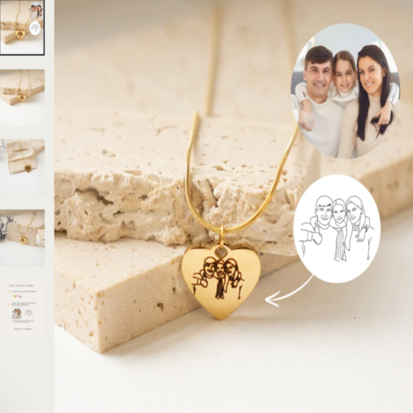 Collar corazón personalizado con foto grabada