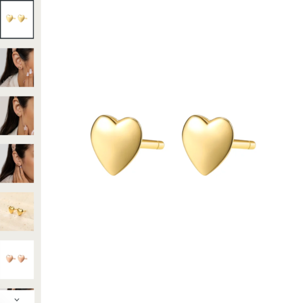 Pendientes de botón con forma de corazón de plata de ley Pendientes de botón con forma de corazón de plata de ley