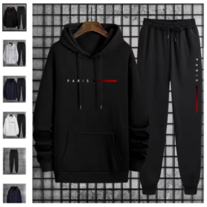chándal de hombre Paris con sudadera con capucha y pantalón negro
