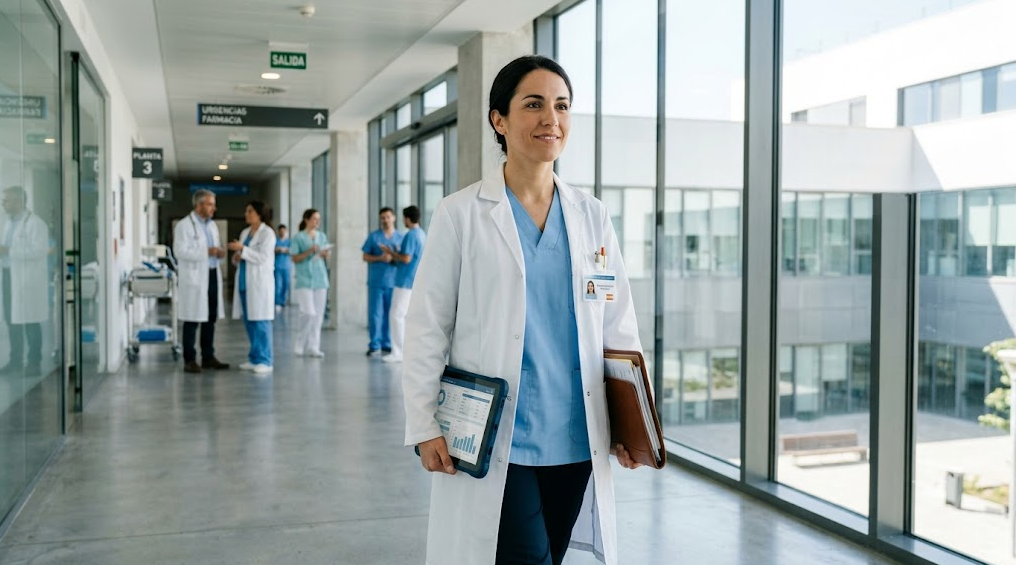 Médica en España explorando nuevas oportunidades profesionales
