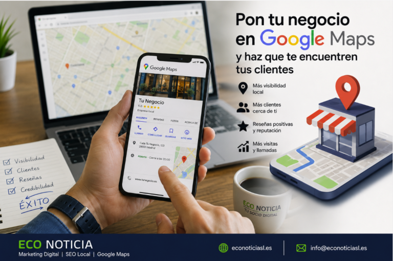 Empresario consultando su negocio en Google Maps
