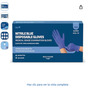 Guantes Desechables de Nitrilo Azules Sin Polvo - Talla M 100 Uds Caja de 100 guantes desechables de nitrilo azules sin polvo talla M